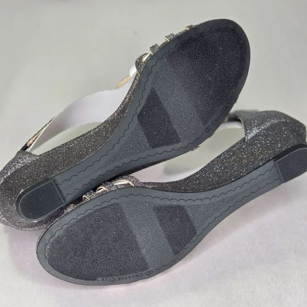 NWT Charter Club Women's Ginifur Wedge Sandals - Pewter - Picture 5 of 7